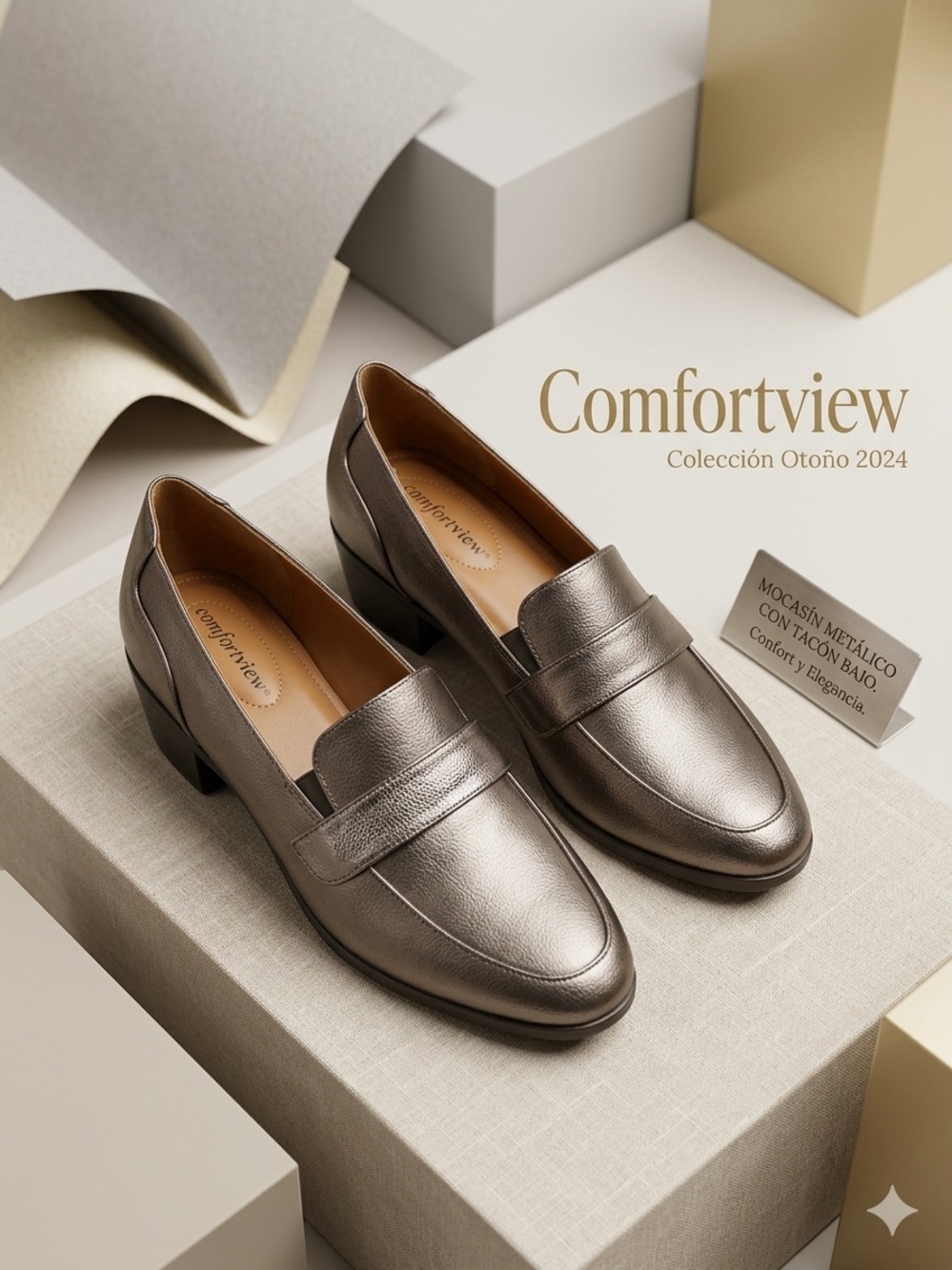 Comfortview Metallic Penny Loafers - Bronze Taupe